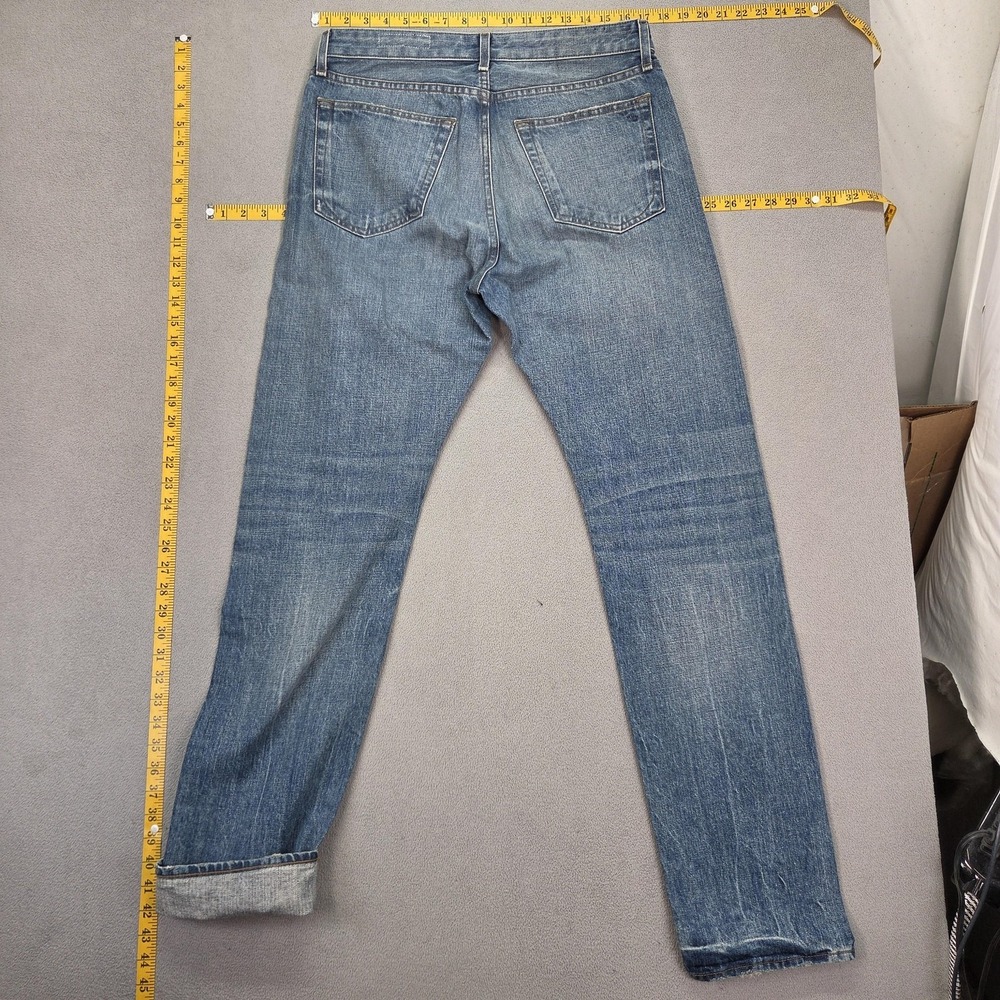 Rag & Bone Greenwich Jeans Mens Blue Straight Distressed Button Fly Fits 34x34 - Picture 2 of 12